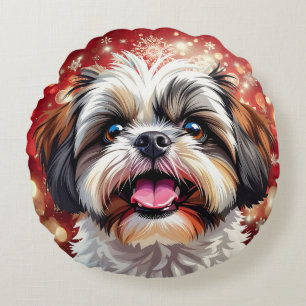 Cojín Redondo Navidades de Cute Shih Tzu