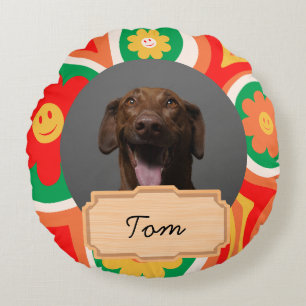 Cojín Redondo Navidades de flores de café Personalizado de vacac