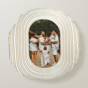 Cojín Redondo Navidades de fotografía de Personalizado blanco y