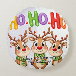 Cojín Redondo Navidades de fotografía familiar divertidos, educa