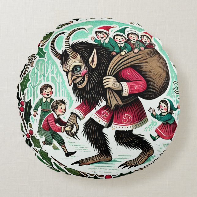 Cojín Redondo Navidades de Krampus (Anverso)