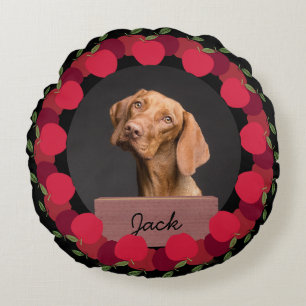 Cojín Redondo navidades de manzanas rojas Personalizado de vacac