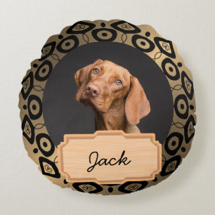 Cojín Redondo Navidades de oro negro Personalizado de vacaciones