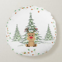 Navidades de renos alumbran árboles de invierno