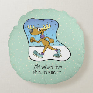 Cojín Redondo Navidades de renos en ejercicio