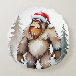 Cojín Redondo Navidades de Sasquatch Bigfoot Yeti
