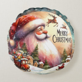 Cojín Redondo Navidades de Snowman y ornamentos coloridos