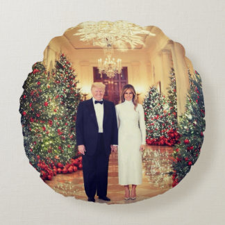 Cojín Redondo Navidades de Trump para la Casa Blanca