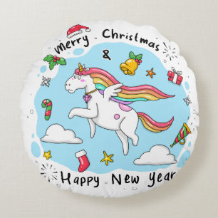 Cojín Redondo Navidades de Unicornio
