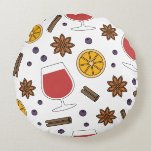 Cojín Redondo Navidades de vino tinto picante