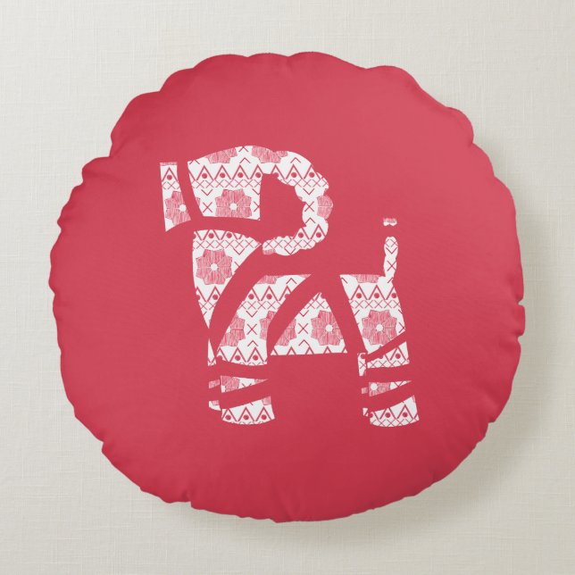 Cojín Redondo Navidades de Winter Knit Yule Bock Round Pillow (Anverso)