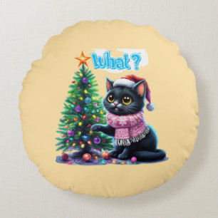 Cojín Redondo Navidades divertidos gatitos ¿qué pasa con el Pega