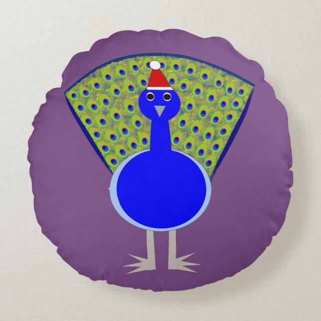 Cojín Redondo Navidades divertidos Peacock (Anverso)