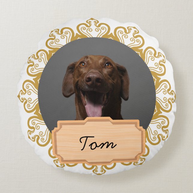 Cojín Redondo navidades elegantes Personalizado de vacaciones Pe (Anverso)