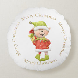 Cojín Redondo Navidades Elf con presente