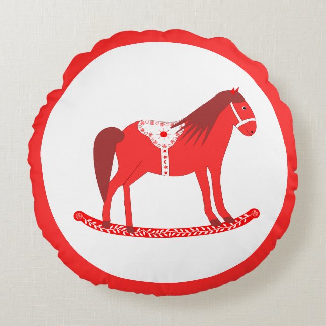 Cojín Redondo Navidades escandinavos rodando a caballo doble car (Anverso)