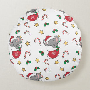 Cojín Redondo Navidades eslovacos Nieve Animales de invierno Slo