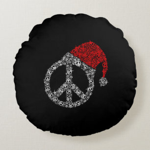 Cojín Redondo Navidades felices Símbolo de Hippies Gorra Santa