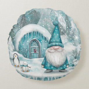 Cojín Redondo Navidades folclóricos nórdicos Gnome Santa Classic