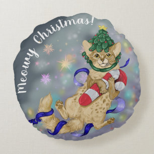 Cojín Redondo Navidades gatos gatos gatitos alrededor de la almo