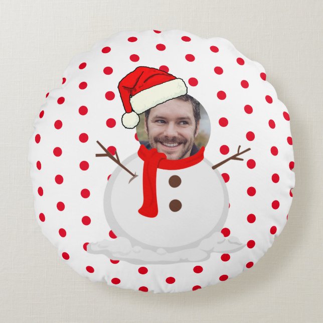 Cojín Redondo Navidades graciosos de Photo Face (Anverso)