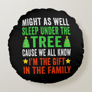 Cojín Redondo Navidades graciosos Navidades niños Pajamas Chicas