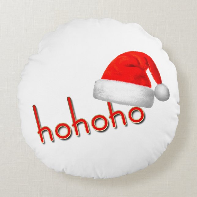 Cojín Redondo Navidades HoHo Gorra Red White Simple (Anverso)