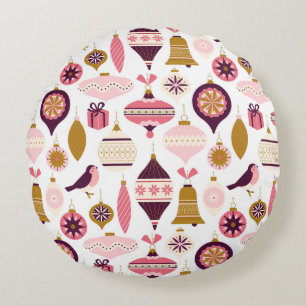 Cojín Redondo Navidades Holiday Vintage Retro Decoraciones Baubl
