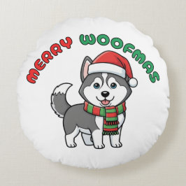 Cojín Redondo Navidades Husky Round Pillow: Merry Woofmas