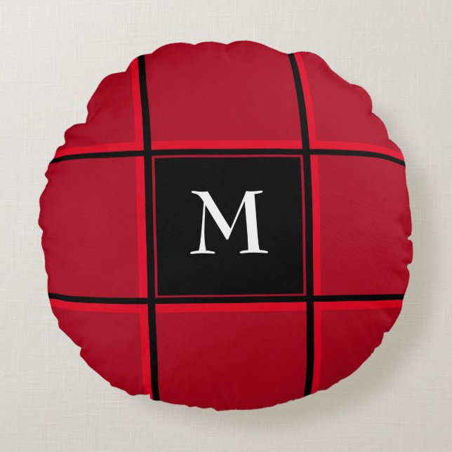 Cojín Redondo Navidades iniciales rojos y negros (Anverso)