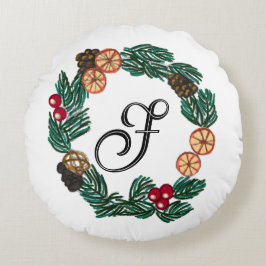 Cojín Redondo Navidades juraron con personalizable inicial
