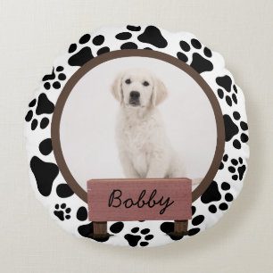 Cojín Redondo navidades lindos Personalizado de vacaciones Perro