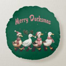 Navidades Merry Ducksmas Round Pillow
