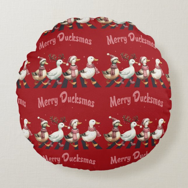 Cojín Redondo Navidades Merry Ducskmas Round Pillow (Anverso)