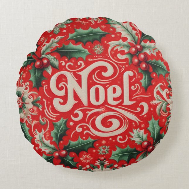 Cojín Redondo Navidades Noel Red & Green (Anverso)