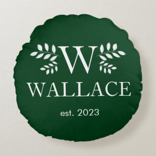 Cojín Redondo Navidades Pareja monograma de vacaciones recién ca