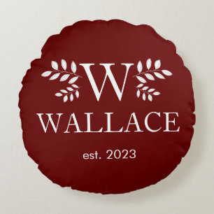 Cojín Redondo Navidades Pareja monograma de vacaciones recién ca