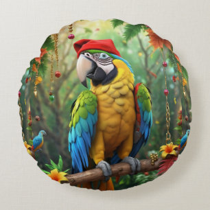 Cojín Redondo Navidades Parrot As Santa Claus-76349