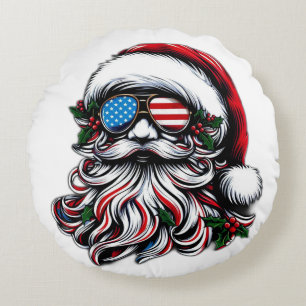 Cojín Redondo Navidades patrióticos/estadounidenses
