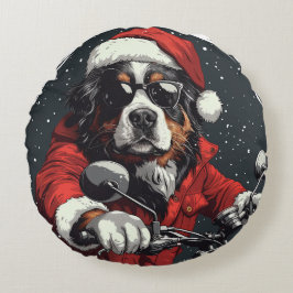 Cojín Redondo Navidades Perro de montaña Bernese
