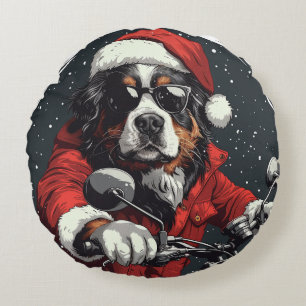 Cojín Redondo Navidades Perro de montaña Bernese