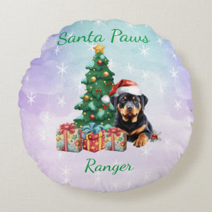 Cojín Redondo Navidades personalizables Dog Rottweiler