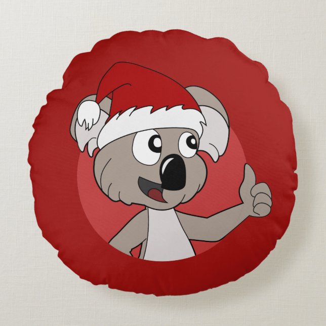 Cojín Redondo Navidades personalizado del oso Koala Round Pillow (Anverso)