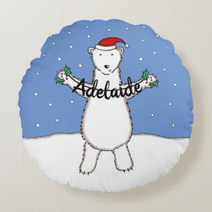 Cojín Redondo Navidades personalizados del oso polar cuchicheo p