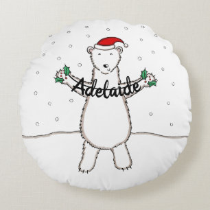 Cojín Redondo Navidades personalizados del oso polar cuchicheo p
