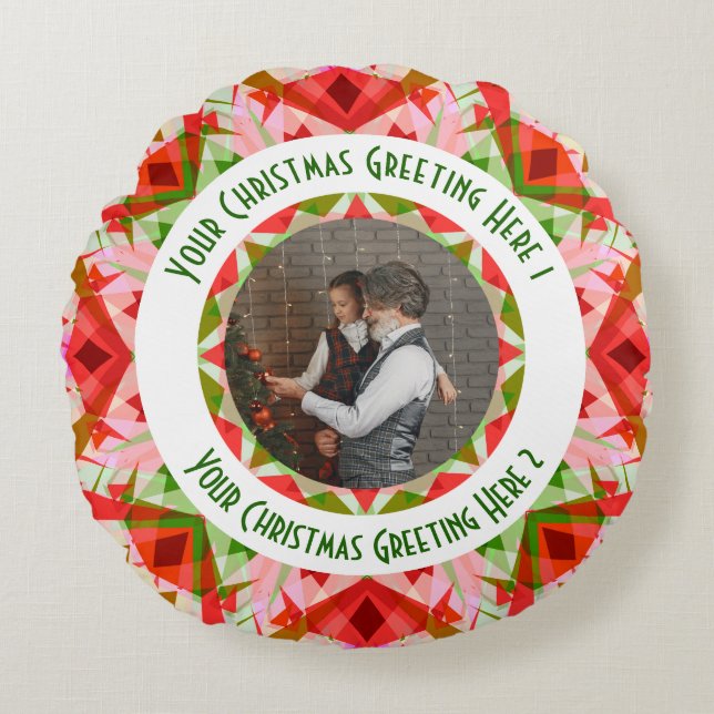 Cojín Redondo Navidades personalizados Estrella Jolly Red Fun Fu (Anverso)