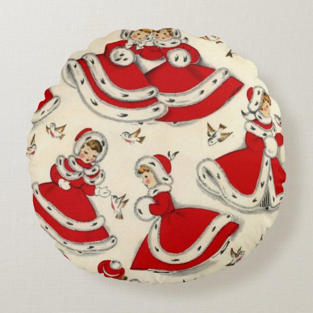 Cojín Redondo Navidades redondeando almohada, cosecha (Anverso)