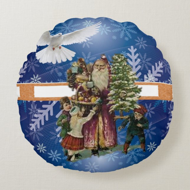 Cojín Redondo Navidades redondeando almohada, cosecha (Anverso)