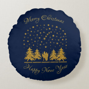 Cojín Redondo Navidades religiosos Virgen María, San José, Jesús
