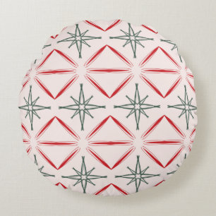Cojín Redondo Navidades retro patrón ininterrumpido de mediados 
